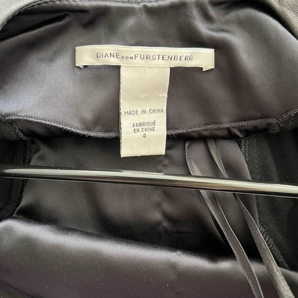 Diane von Furstenberg DVF black jersey leather dress - Picture 6 of 8